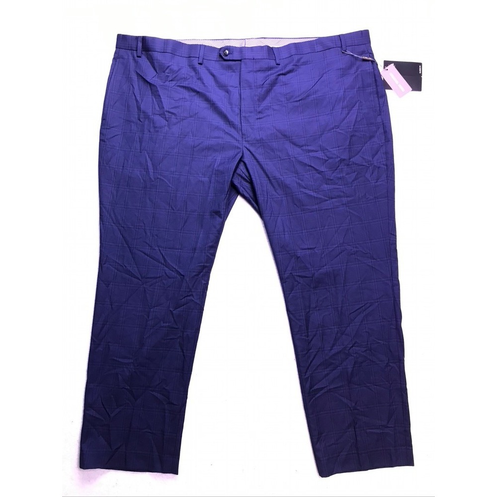 Michael Kors Dress Pants Mens 52W x 30L Navy Blue Plaid Marvin Classic Fit NWT